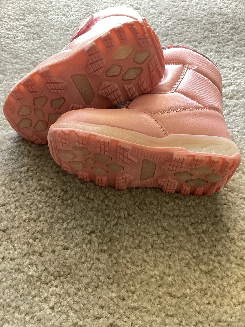 Carter's Girls' Pink Hook-and-Loop Snow Boots with Floral Trim